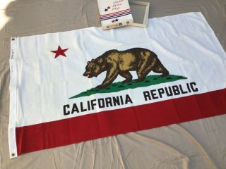 Vintage California Republic State Flag Bear N Og Box Nos 100 Cotton Bulldog