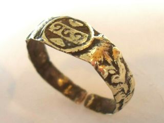 Very Rare,  Detector Find&polished,  1300 - 1500 A.  D Medieval Magic Eye Ring With 969