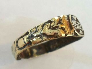VERY RARE,  DETECTOR FIND&POLISHED,  1300 - 1500 A.  D MEDIEVAL MAGIC EYE RING WITH 969 3