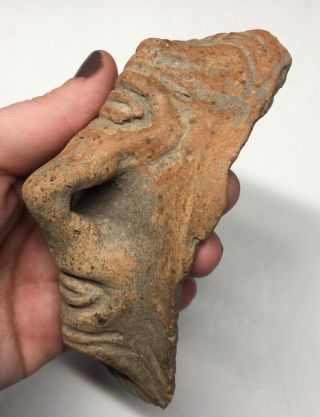 Pre - Columbian Terracotta Vessel Glyphic Human Pottery Fragment Ancient Artifact