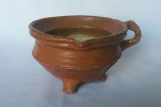 Medieval Pottery Pipkin Bowl C.  1450 - 1500 Norwich Norfolk.