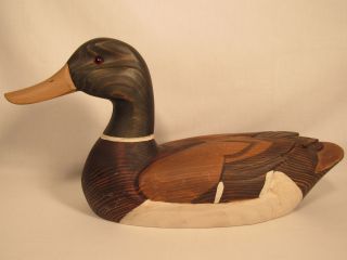 Vintage Hand Carved Painted 15 " Wood Duck Decoy Mallard