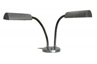 Vtg Mid Century Modern Aluminum Double Gooseneck Desk Lamp Laurel Koch Lowy Omi