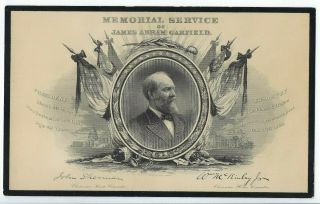 1882 James A.  Garfield B E P Engraved Memorial Card