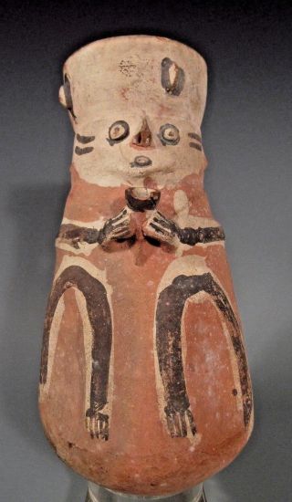Pre Columbian Peru Chancay Polychrome Pottery Guardian China Vessel Ca.  1000 Ad