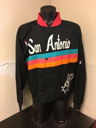Vintage San Antonio Spurs Warm Up Jacket Sz Large Champion Rare