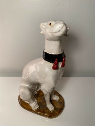 Greyhound Whippet Dog Statue Italian Glazed Ceramic