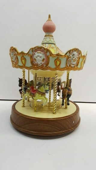 Gigantic Melody In Motion Waco Ornate China Moving Horse Carousel Music Box