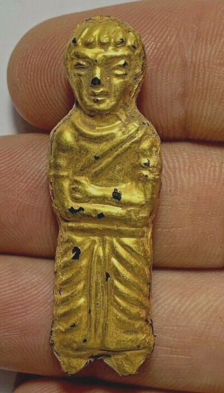 200 - 300ad Extremely Rare Ancient Roman Statue Gold Plated With Gold Filter 53mm