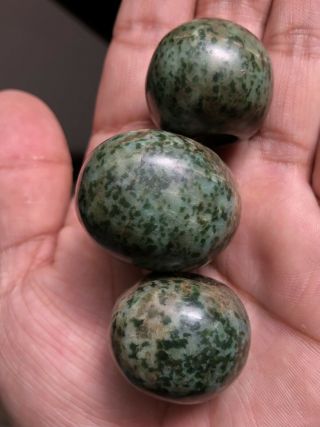 Pre - Columbian,  Mexico,  Gorgeous Set Of Large Maya Green Stone Beads