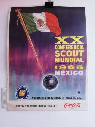 Vintage Mexican Boy Scouts Xx World Conference Poster Coca Cola Courtesy 1960 
