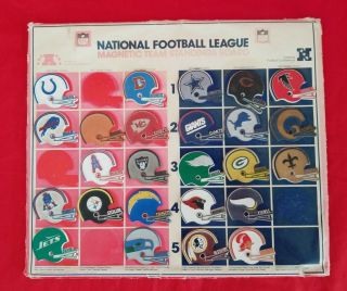 Vintage National Football League Nfl Team Standing Magnetic Board With Helmets