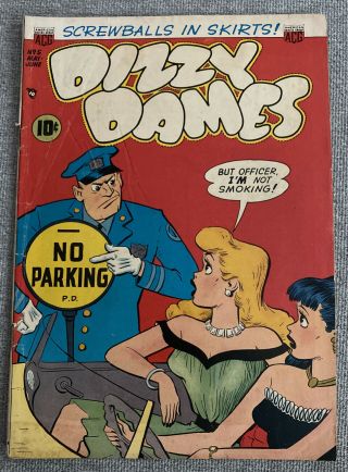 Vintage 1953 Dizzy Dames Comic Book No.  5 Screwballs In Skirts Acg B.  &m.  Co.