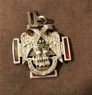 Antique Masonic 32 Degree Gf Double Eagle Fob Pendant
