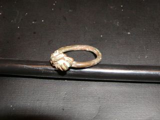 Ancient Roman Bronze Ring.  100 - 300 Ad.  Great Patina.  Rare Double Knot Crown.