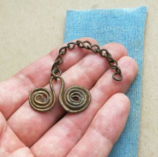 Ancient Scythian Bronze On Chain Amulet Pendant " Spiral " Great Save Rare