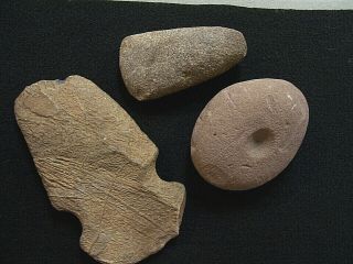 Group Of 3 Authentic Hardstone Artifacts Found In Kendall Co. ,  Illinois