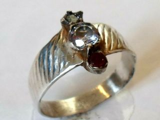 Unique Gifts,  Detector Find & Polished,  Post Medieval Silver Ring With Real Rubies
