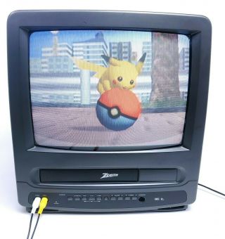 Vintage Zenith 13 " Crt Retro Gaming Tv Vcr Combo 1996 Television No Remote