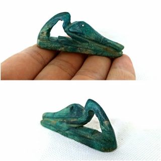 Rare Antique Amulet God Of Wisdom Egyptian Ibis Thoth Figurine Ancient Faience