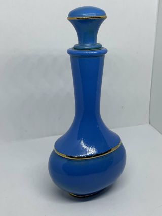 Vintage Avon Glass Cologne Royal Vase Bottle Empty Blue With Stopper