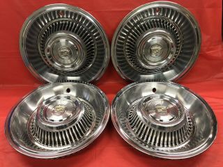 Vintage Set Of 4 1963 - 64 Cadillac 15” Hubcaps Deville Fleetwood Very Good Cond.