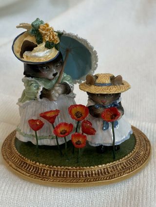 Wee Forest Folk Mu - 7 Meadow Muse Cats With Poppies