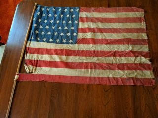 Vintage 45 Star American Flag With Pole - 1896 - 1907 - 878787 Star Pattern