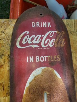 Vintage 1950’s Coca - Cola Coke “cigar " Thermometer 30” Tall.