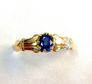 Exquisite Antique Victorian 18K Yellow Gold and Sapphire Ring Size 7 2