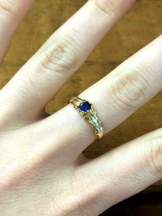 Exquisite Antique Victorian 18K Yellow Gold and Sapphire Ring Size 7 3