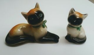 Goebel Vintage 1960 - 72 West Germany Porcelain Siamese Cat W/kitten Ck33a