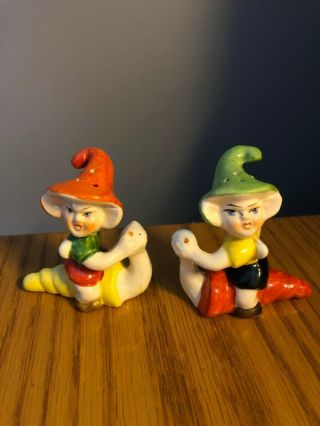 Vintage Fairies Fairy Pixie Salt And Pepper Shakers Made In Japan