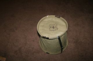 Vintage Us Forest Service Collapsible Canvas Water Bucket Pail 1950s 60s