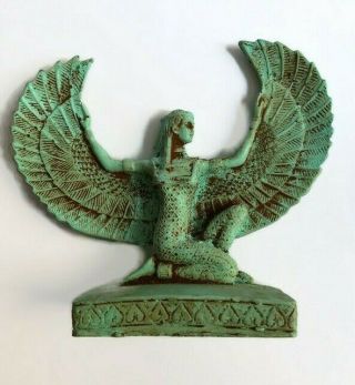 Winged Isis Goddess Of Love Statue Ancient Egyptian Antique Faience 24 Bc