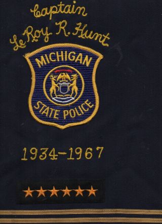 1937 - 1967 Retirement Sash & Patch Captain Leroy Hunt Michigan State Police