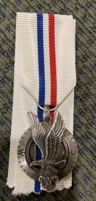 Older Silver Award Medal With Replaced Ribbon Sterling