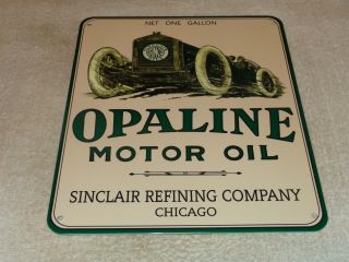 Vintage Sinclair Opaline Motor Oil W/ Race Car 12 " Porcelain Metal Gasoline Sign