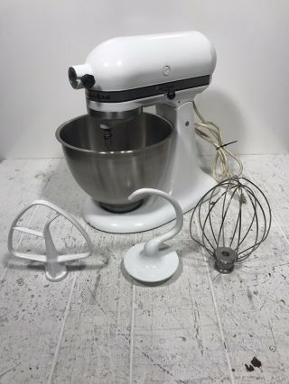 Vintage Kitchenaid K45 4.  5 - Quart Tilt - Head Stand Mixer White 10 - Speed