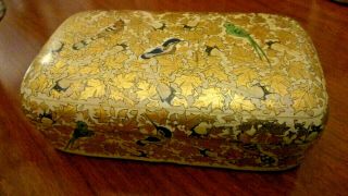 Antique French Lacquer Paper Mache Hand Painted Box
