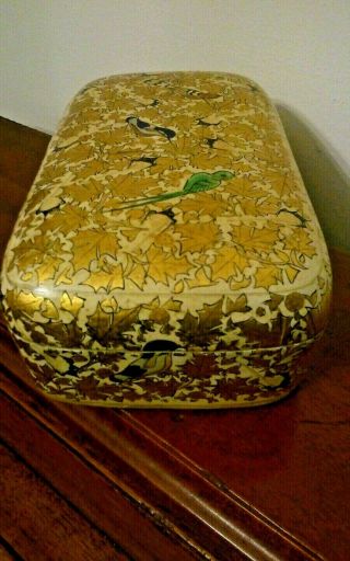Antique French Lacquer Paper Mache Hand Painted Box 3