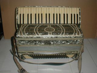 Vtg Wurlitzer 41 Key Accordion Organ MADE IN AMERICA Mother Of Pearl Rhinestones 2