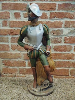 Vtg Fres O Lone 21.  5 " Sculpture Figurine Statue Ceramic Spanish Conquistador B12