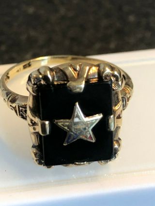 Antique 10k Gold Order Of The Eastern Star Onyx Women 