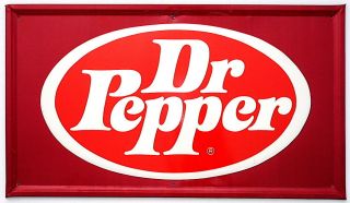 Vintage Tin Dr.  Pepper Logo Burgundy Dp 13 " X 23 " Sign