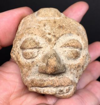 Pre - Columbian Human Head Terracotta Ritual Pottery Fragment Ancient Artifact
