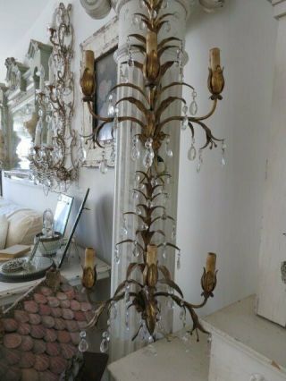 Pair Gorgeous Old Vintage Italian Sconces Wall Lights Dripping Crystals