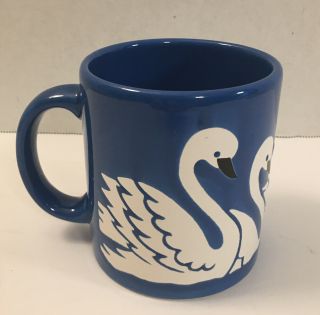 Vintage Waechtersbach Swans Coffee Cup Mug Deep Blue West Germany