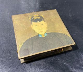 Ch’ Ing Dynasty Matchbox Box Made From Matchboxes Emperor Painting On Top