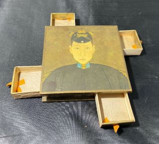CH’ ING Dynasty Matchbox Box Made From Matchboxes Emperor Painting On Top 2